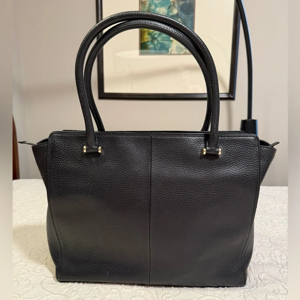 kate spade Black Pebbled Leather Satchel with Gold Hardware